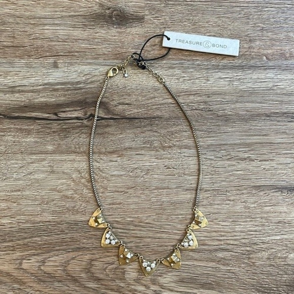 NWT Treasure & Bond Gold Rhinestone Boho Necklace